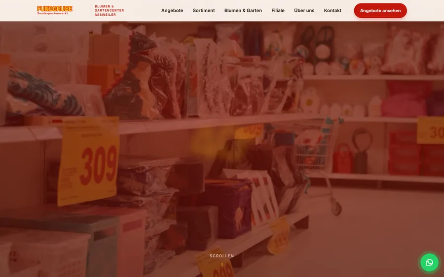 Vorschau der Website Die FUNDGRUBE Aßweiler — Sonderpostenmarkt, Blumen & Gartencenter