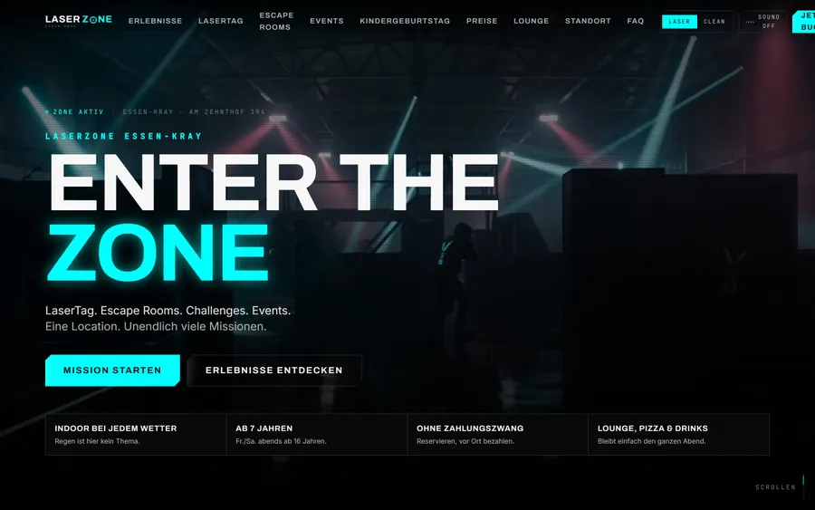 Vorschau der Website LaserZone Essen-Kray